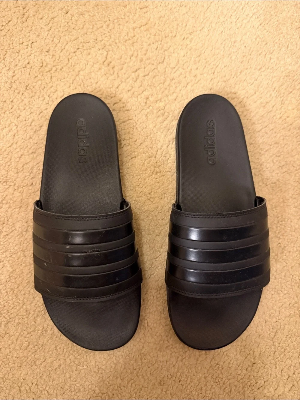 adidas Black Men's Slide Sandals with Striped Strap